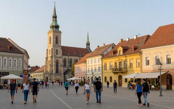 Cluj-Napoca central square with colorful buildings and vibrant university atmosphere